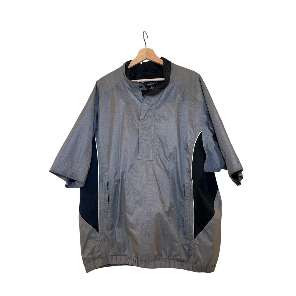 FootJoy DryJoys Mens XL Grey Black Short Sleeve Golf Rain Wind Shirt Quarter Zip